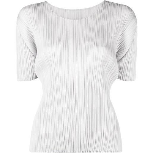 Pleats Please Issey Miyake t-shirt plissettato - grigio