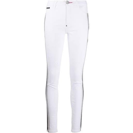 Philipp Plein jeans skinny con dettaglio a righe - bianco