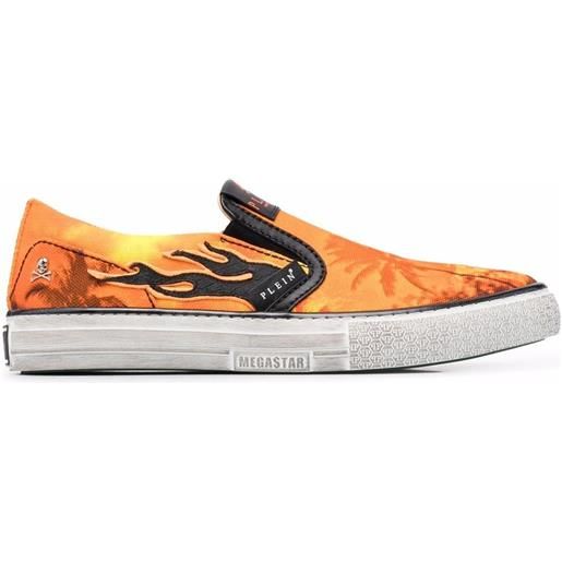 Philipp Plein sneakers senza lacci con stampa - arancione