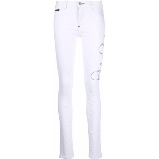Philipp Plein jeans skinny signature con decorazione - bianco