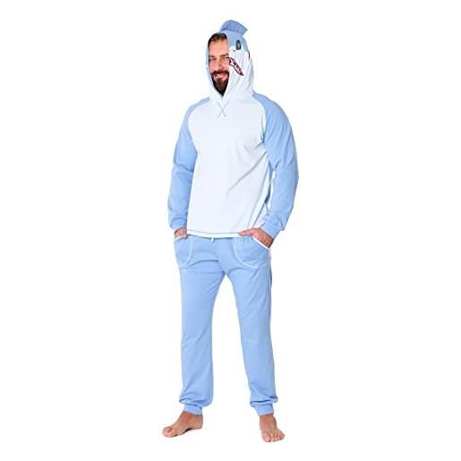 Ladeheid pigiama uomo due pezzi con travestimento animale a maniche lunghe la40-239 (blu squalo, m)