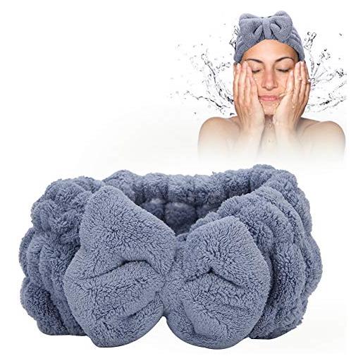 FILFEEL fascia capelli donna trucco in pile di corallo forte assorbimento d'acqua, trucco, fascia per capelli, accessori per capelli cosmetici(blu)