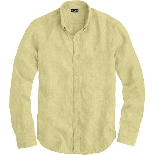 Zeybra - camicia uomo lino yellow
