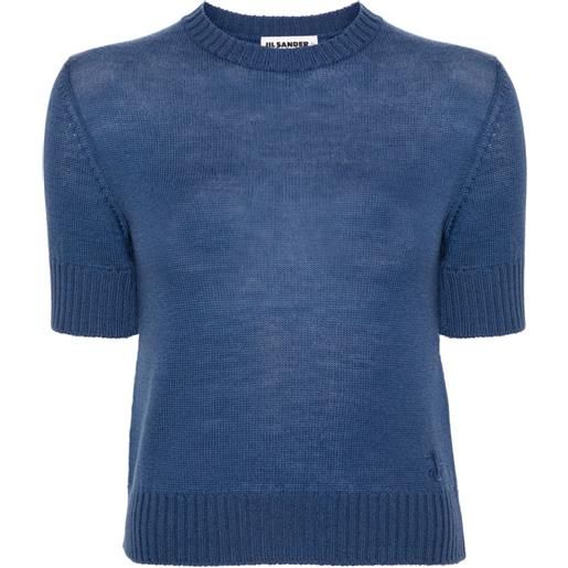 Jil Sander maglione con iniziali + jw - blu