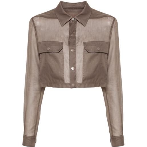 Rick Owens camicia crop semi trasparente - grigio