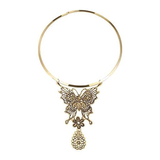 EVER FAITH collana con colletto a farfalla vintage per donne, collana girocollo in stile art deco con animalei grossi, fondo oro