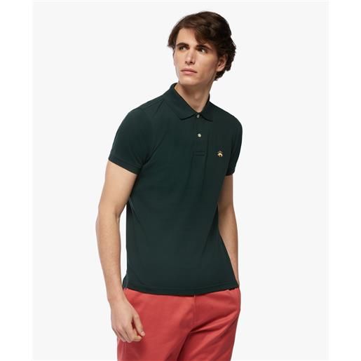 Brooks Brothers polo verde scuro slim fit golden fleece in cotone supima elasticizzato