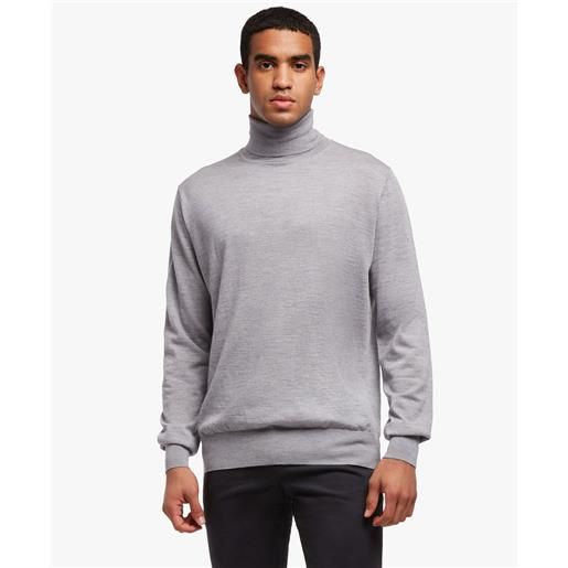Brooks Brothers maglione con collo a lupetto in lana merino grigio medio