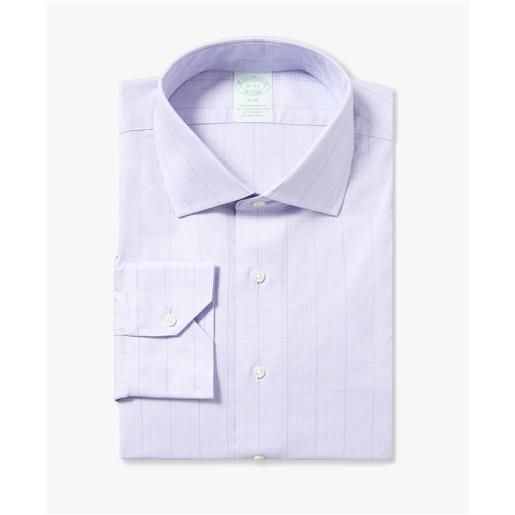 Brooks Brothers camicia viola pastello slim fit non-iron in cotone elasticizzato con collo semi francese