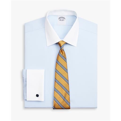 Brooks Brothers camicia azzurra slim fit non-iron oxford pinpoint in cotone supima elasticizzato con collo ainsley blu pastello