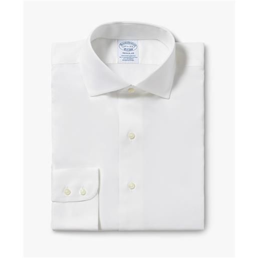 Brooks Brothers camicia bianca regular fit non-iron in cotone elasticizzato con collo semi francese bianco