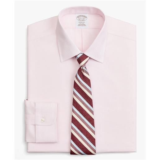 Brooks Brothers camicia elegante soho extra-slim fit in dobby non-iron, colletto ainsley rosa pastello