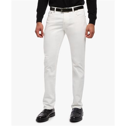 Brooks Brothers pantalone in cotone elasticizzato a 5 tasche bianco
