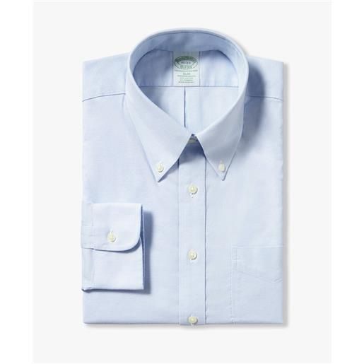 Brooks Brothers camicia azzurra slim fit non-iron in cotone elasticizzato con collo button-down blu pastello