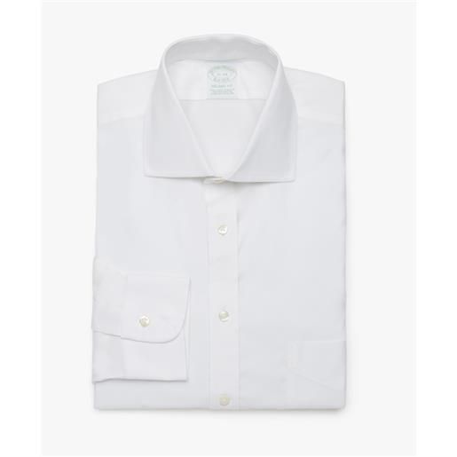 Brooks Brothers camicia bianca slim fit non-iron in cotone stretch con collo semi francese bianco
