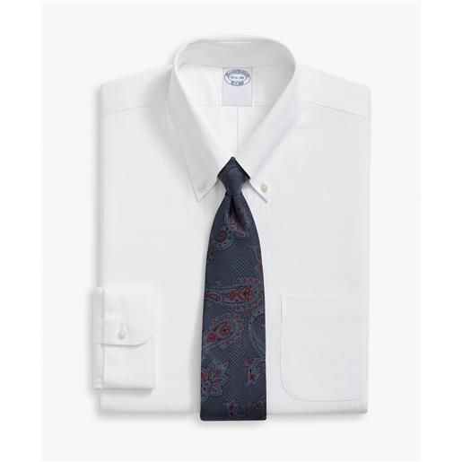 Brooks Brothers camicia bianca regular fit non-iron in cotone elasticizzato con colletto button-down bianco