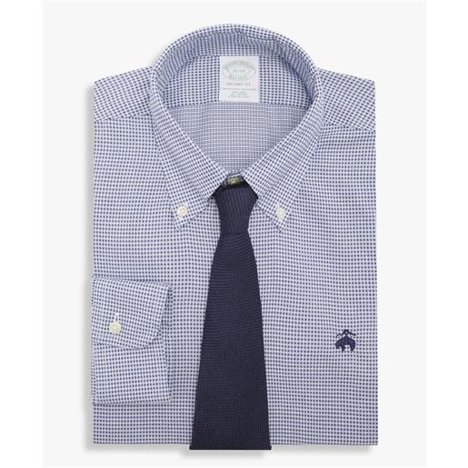 Brooks Brothers camicia blu slim fit non-iron in cotone con collo button-down