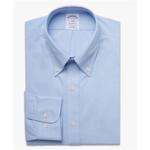 Brooks Brothers camicia elegante regent regular fit in pinpoint non-iron, colletto button-down celeste