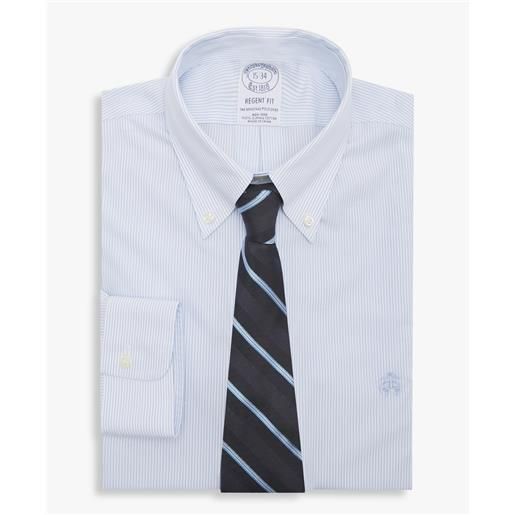 Brooks Brothers camicia blu regular fit non-iron in cotone con collo button-down