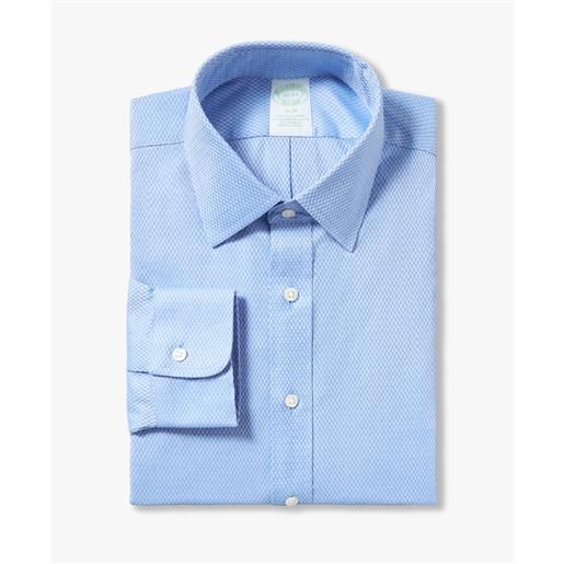Brooks Brothers camicia blu slim fit non-iron in cotone elasticizzato con collo ainsley