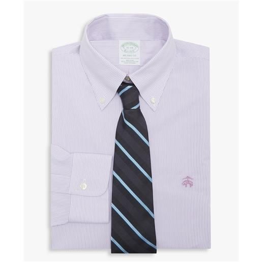 Brooks Brothers camicia viola pastello regular fit non-iron in cotone stretch con collo button-down