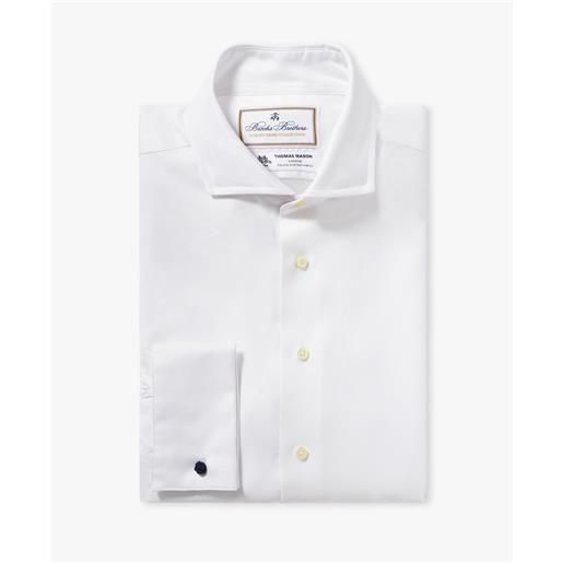 Brooks Brothers camicia bianca slim fit non-iron in cotone con colletto semi francese bianco