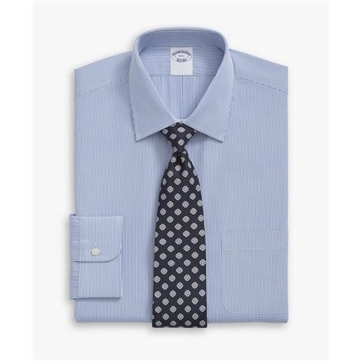 Brooks Brothers camicia blu a righe regular fit non-iron in cotone con collo ainsley