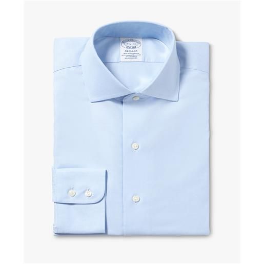 Brooks Brothers camicia celeste regular fit non-iron in cotone elasticizzato con collo semi francese blu pastello