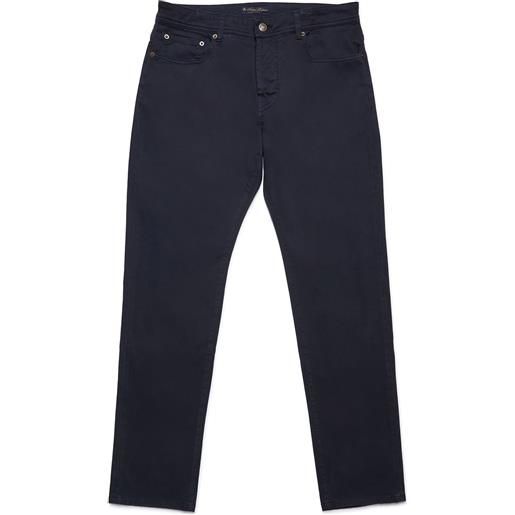 Brooks Brothers pantalone in cotone elasticizzato a 5 tasche blu