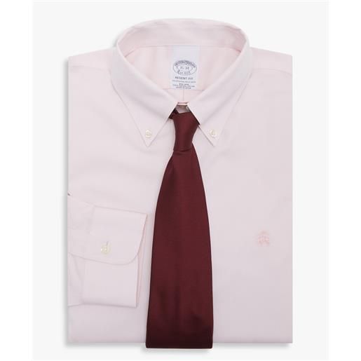Brooks Brothers camicia rosa pastello regular fit non-iron in cotone con collo button-down