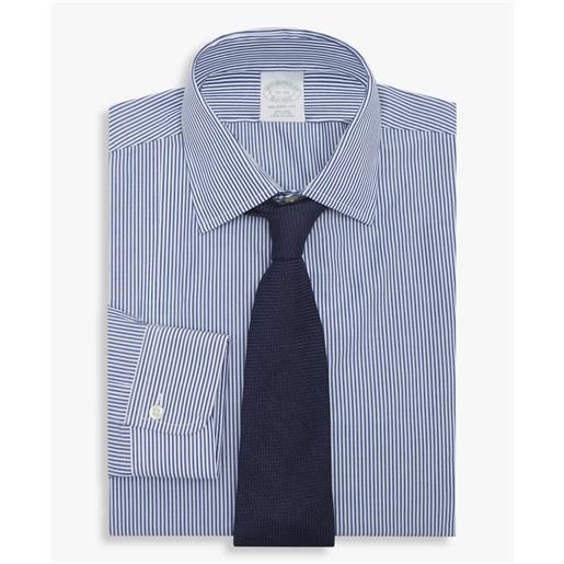 Brooks Brothers camicia blu slim fit non-iron in cotone con collo ainsley
