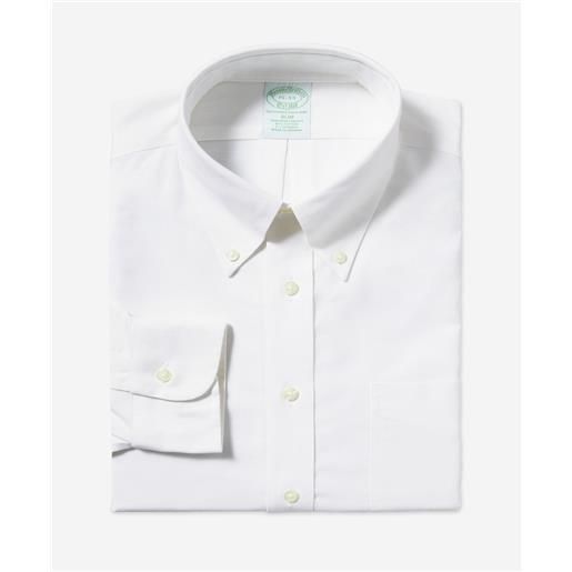 Brooks Brothers camicia bianca slim fit non-iron in cotone elasticizzato con collo button-down bianco