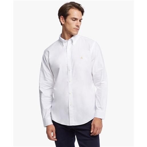 Brooks Brothers camicia sportiva regent regular fit in oxford stretch non-iron, colletto button-down bianco