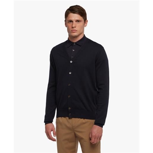 Brooks Brothers cardigan in cotone e cachemire blu navy