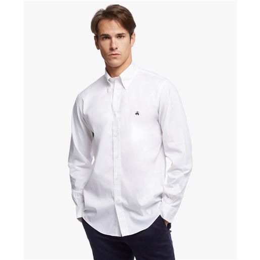 Brooks Brothers camicia sportiva regent regular fit in pinpoint non-iron, colletto button-down bianco