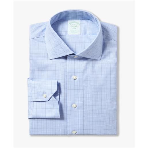 Brooks Brothers camicia celeste slim fit non-iron in cotone elasticizzato con collo semi francese blu pastello