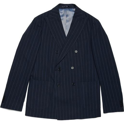 Brooks Brothers viscose-cotton/linen blend pinstripe suit navy