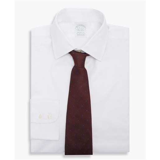 Brooks Brothers camicia bianca slim fit non-iron in cotone stretch con collo ainsley bianco