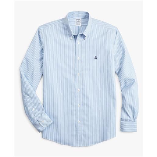 Brooks Brothers camicia sportiva regent regular fit in pinpoint non-iron, colletto button-down azzurro