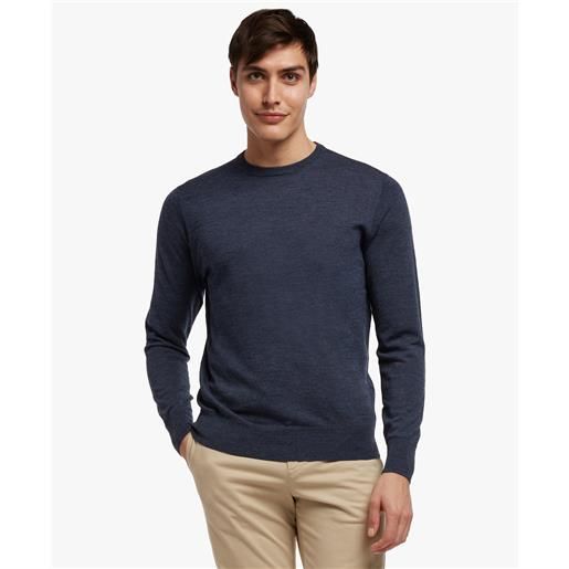 Brooks Brothers maglione con collo a giro in lana merino blu