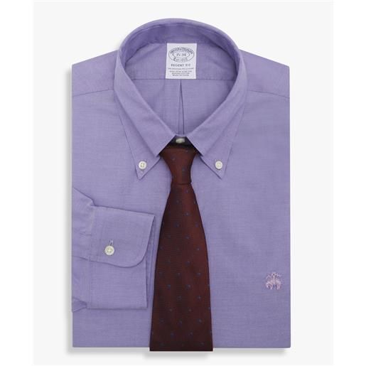 Brooks Brothers camicia viola regular fit non-iron in cotone stretch con collo button-down