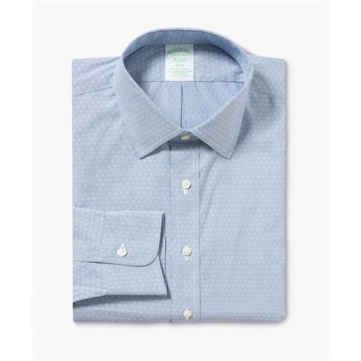 Brooks Brothers camicia blu slim fit non-iron in cotone elasticizzato con collo ainsley blu chiaro