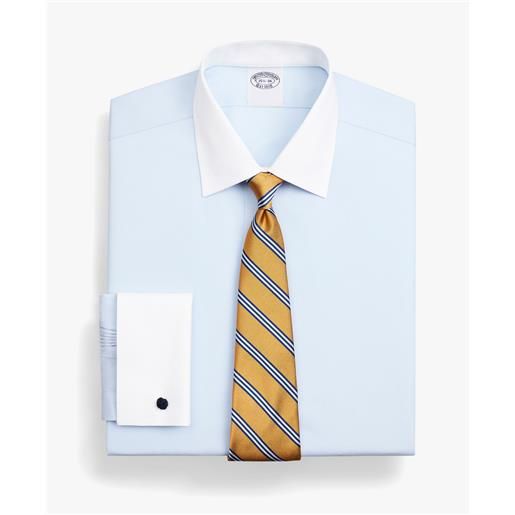 Brooks Brothers camicia azzurra regular fit non-iron oxford pinpoint in cotone supima elasticizzato con collo ainsley blu pastello