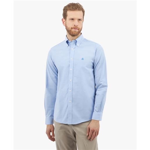 Brooks Brothers camicia blu regular fit non-iron in cotone elasticizzato con collo button-down