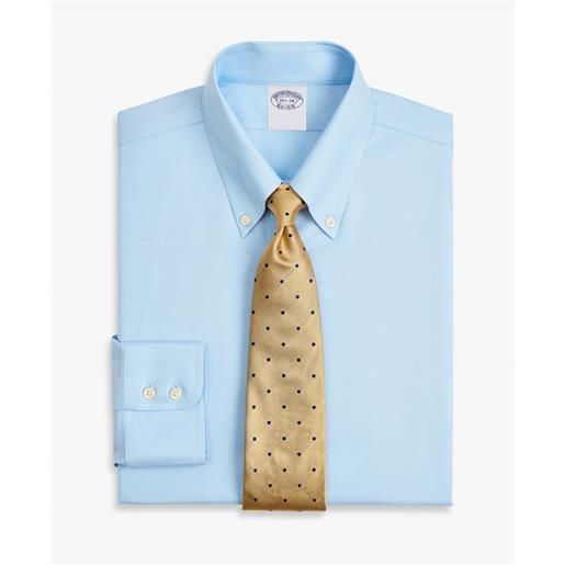 Brooks Brothers camicia celeste slim fit non-iron in cotone supima elasticizzato con collo button-down blu pastello