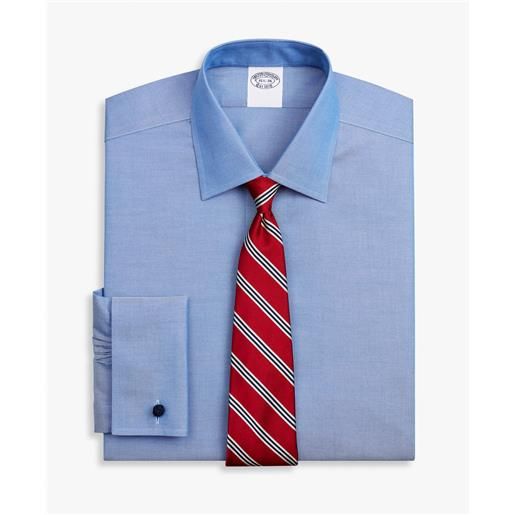 Brooks Brothers camicia blu regular fit non-iron oxford pinpoint in cotone supima elasticizzato con collo ainsley