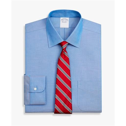 Brooks Brothers camicia blu regular fit non-iron in cotone elasticizzato con collo ainsley