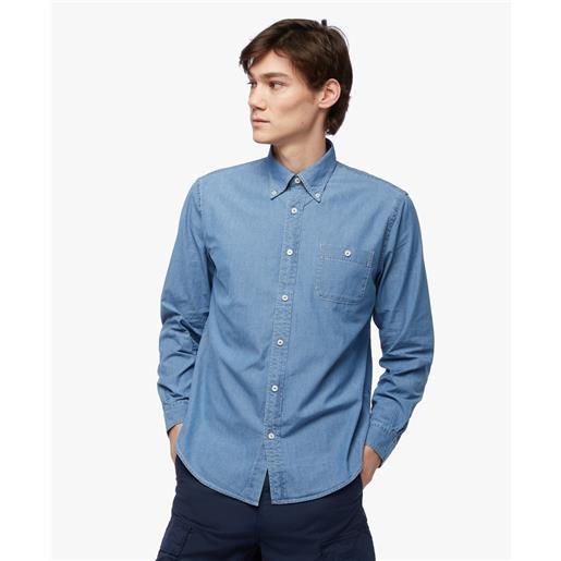 Brooks Brothers camicia sportiva con colletto button-down in chambray di cotone blu