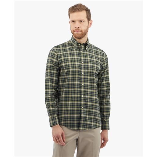 Brooks Brothers camicia verde scuro regular fit non-iron in cotone elasticizzato con collo button-down