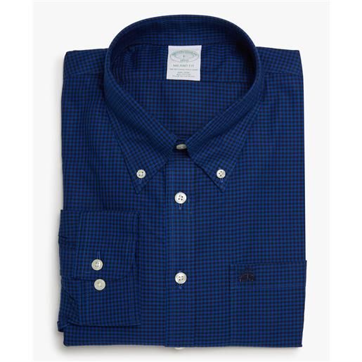 Brooks Brothers camicia sportiva milano slim fit in oxford non-iron, colletto button-down blu intenso